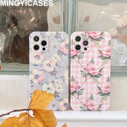 Retro Flower Phone Case for IPhone 12 Mini 12 Pro Max 11 Pro Max XR XS Max 7 8 Plus SE 2020 Matte Soft SiliconPhone Back Cover