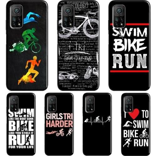 Swim Bike Run Triathlon For Xiaomi Mi 11 Ultra Note 10 Lite Mi 9T 10T Pro A3 Coque For POCO X3 Pro M3 F1 F3 Case