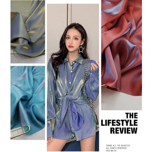 Colored glaze pure cotton satin shiny luster gold and silver silk fabric skirt shirt ancient Hanfu net red fabric