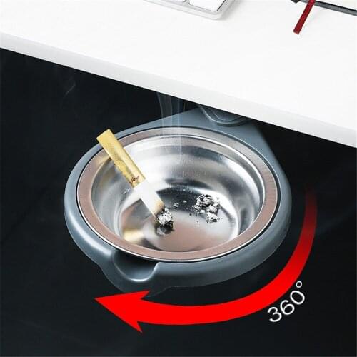 Daily Use Family Ashtrays Hidden Rotary Ashtray Table Bottom Simple Detachable Stainless Steel With Cover Cigarette Accessories