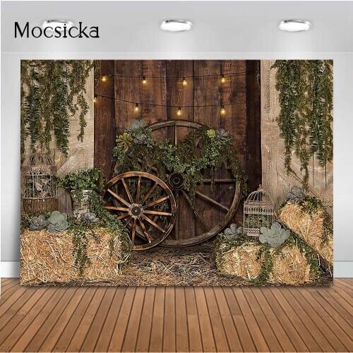 Warehouse Haystack Newborn Kids Portrait Photography Backdrop Rustic Wood Wall Photo Booth Background Studio Easter Eggs