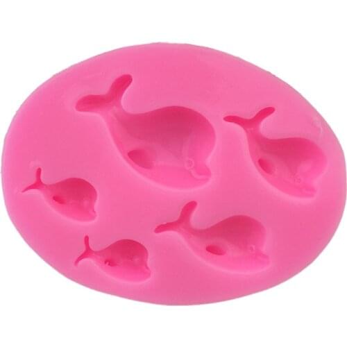 Five big and small whale shaped silica gel mold chocolate turn sugar bake cake mold gypsum drop glue hand soap mold decoration