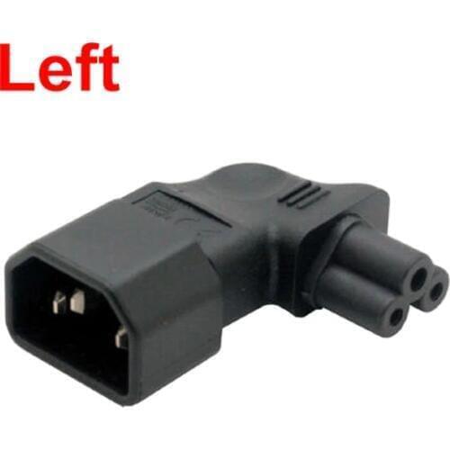 IEC 320 90 Degree 3 Poles Male Socket C14 to Cloverleaf Plug C5 Straight or Right or Left Angled Extension Power Adapter