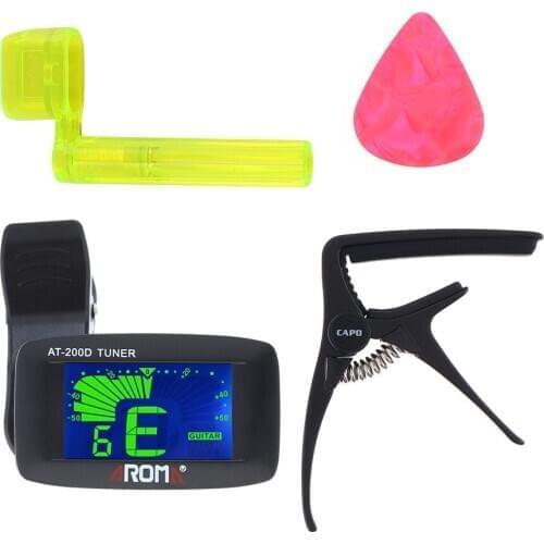 Guitar Tool Kit Large Screen Tuner + Metal Capo + Guitar Winder + Pick Guitar Accessories Beginner Essential Tool