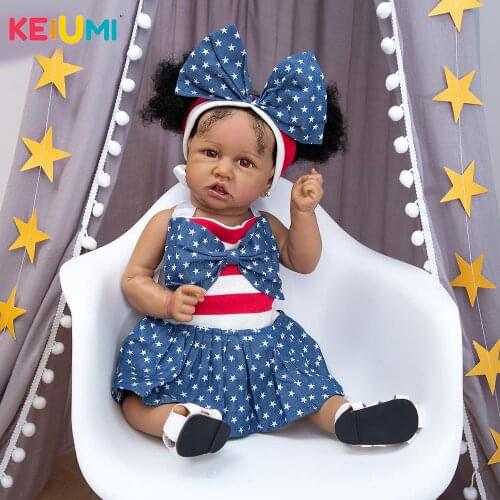 KEIUMI Full Silicone Vinyl Reborn Baby Doll 23 Inch Cute Bebe Reborn Realista Newborn Menina Boneca For Kids Playmates Gift