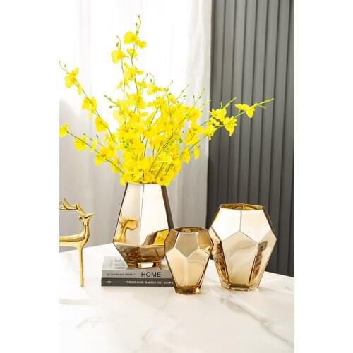 Creative modern art golden glass vase indoor dining room home bedroom living room TV cabinet flower arrangement decoration