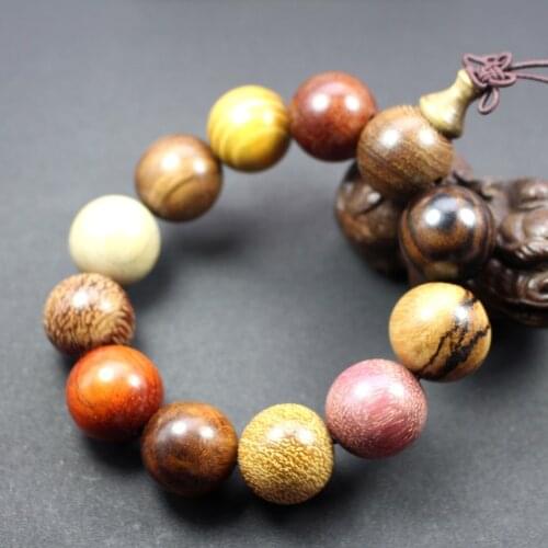Creativity Gourd Good Lucky Charm Feng Shui Pi Yao Wealth Bracelets Charm Natural Wood Beaded Bracelet Men Women Jewelry