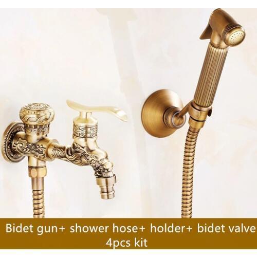 Brass antique bidet shower kit bathroom antique shattaf bidet shower set with 1.5 shower hose brass shower bidet kit