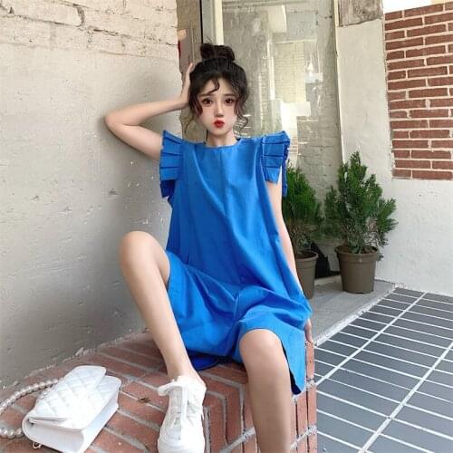 KoukiMa 2021 Summer Korean Style O-Neck Solid Color Tooling One-Piece Wide-Leg Shorts Ruffles Sleeveless Cargo Pants Playsuits