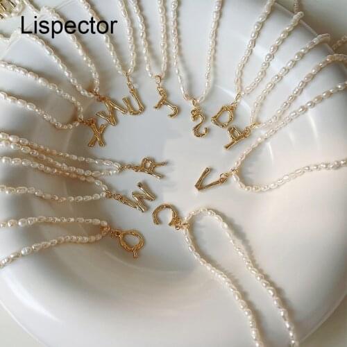 Lispector 925 Sterling Sliver Letters Pendant Necklaces for Women Baroque Freshwater Pearl Beads Chain Necklace Female Jewelry
