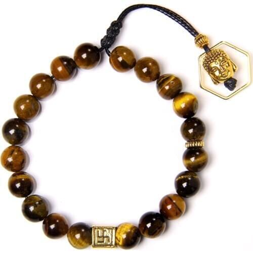 Minimalist 8MM Natural Stone Prayer Beads Tiger Eye Braided Bracelet Handmade Natural Stone Braclet For Men Yoga Jewelry Homme