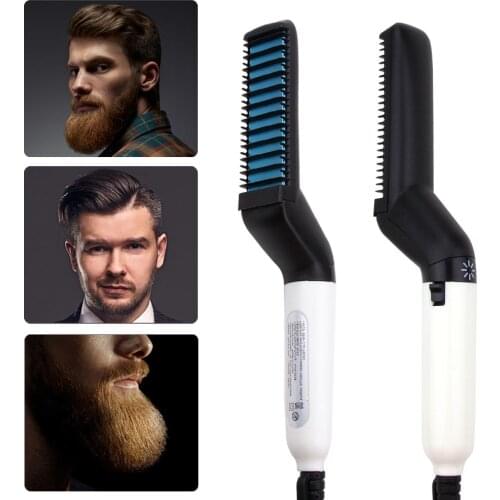 Multifunctional Hair Comb Man Hair Brush Beard Template Straightener Comb Slope Beard Parting Combs Hair Curler Styling Tools