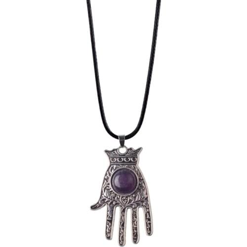 Fashion Natural Stone Necklace Pendant Purple stone Hand Of Inlaid With Precious Stones Man Womans