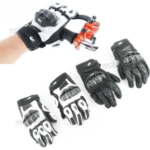 Motorcycle Gloves black Racing Genuine Leather Motorbike white Road Racing Team Glove men