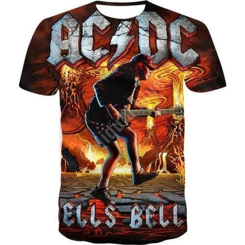 2021 Mens AC DC 3D Summer Digital Printing Brand Fashion New T-Shirt Skull Fun Casual Top