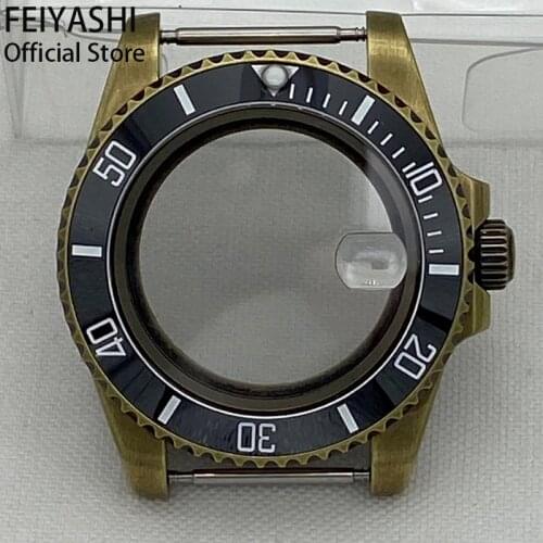 Mens bronze watches 316L Stainless Steel Sapphire Glass case Submariner parts For seiko nh35 nh36 dial movement Ceramics Bezel