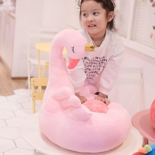 Cartoon Crown Flamingo Swan Soft sofa Baby Learning Sit Chair Room Decor Washable Removable seats Kindergarten Kids Plush Toys