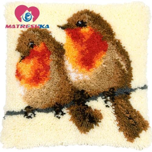 Latch hook pilowcase kits cross-stitch pillow Foamiran for crafts carpet embroidery do it yourself button carpet Birds home deco