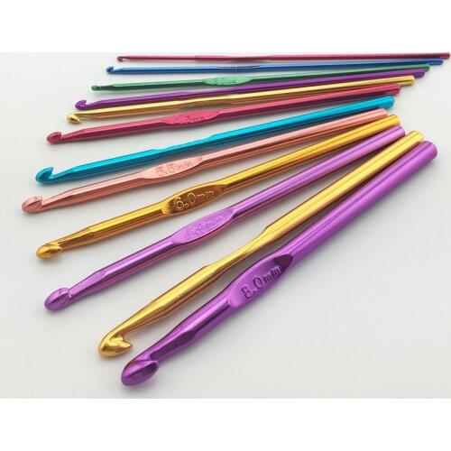 12pcs/set Crochet Hook Set Handle Knitting Needles 2/2.5 3/3.5/4/4.5/5/5.5/6mm 6.5mm 7mm 8mm Yarn Sweater Weave Craft Tools LT3
