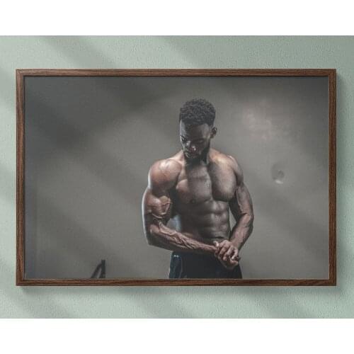 Fitness Bodybuilding Man Strong Muscles Exhibition Healthy Body 29 Wall Sticker Silk Fabric Poster Art Indoor Decor Bright