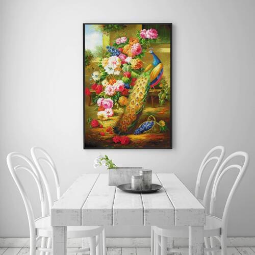 Oneroom Beautiful peacock animal pattern cross stitch, peacock flowers 11CT 14CT suite embroidery with Chinese characteristics