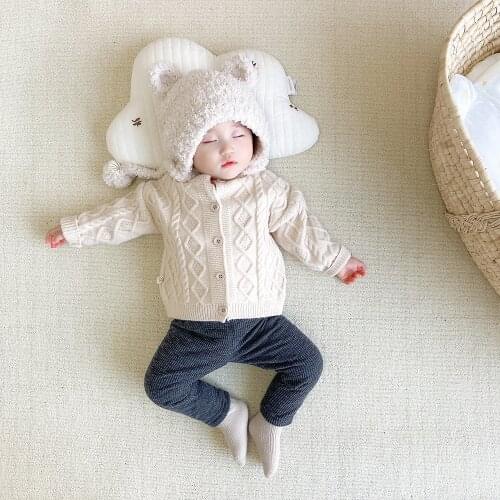 Autumn Kids Baby Boys Girls Cardigan Sweater Knitted Top Warm Casual Children Clothing Solid Long Sleeve Coat for 6 Month To 6 Y
