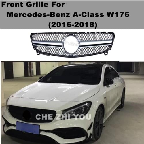 For Mercedes-Benz A-Class W176 A200 A250 A45 2016-2018 ABS Plastic Front Grille Car Bumper Front Grille without Center Logo
