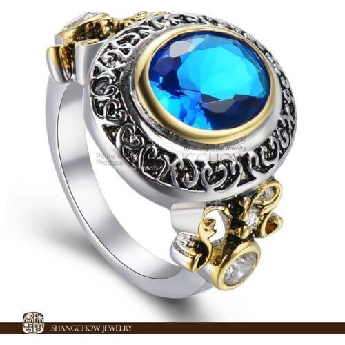 Stunning Fashion Jewelry Blue Crystal 925 Sterling Silver Ring R0803