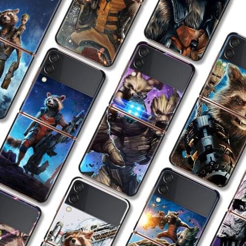 Rocket Raccoon Marvel Shockproof Cover for Samsung Galaxy Z Flip Flip3 5G Black Phone Case Shell Hard Fundas Coque Capa