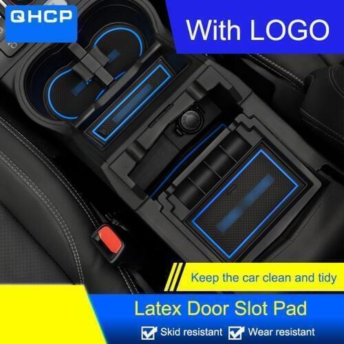 QHCP Latex Car Gate Slot Mat Door Groove Anti-slip Door Pad Coasters Car Interior Accessories For Subaru Forester 2019 17Pcs/Set