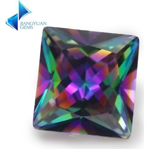 Size 3x3mm~10x10mm Plating Mix Color Multicolor Cubic Zirconia Square Cut Loose CZ Stone Synthetic Gems