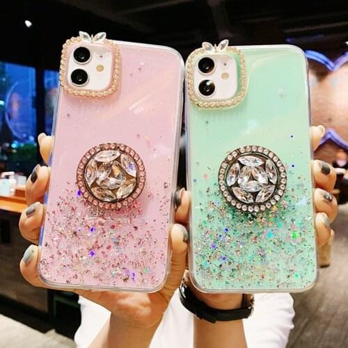 Luxury Diamond Bling Ring Case on For Samsung S10 S10e S9plus S20ultra S20FE Note10Pro S21plus A50 A51 A91 A20S Protective Case