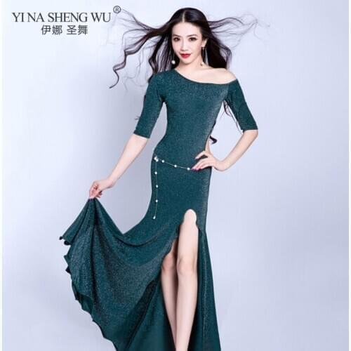 Sexy Bright Silk Fabric Eastern Belly Dance Costume Dress For Women Belly Dress Belly Dance Practice Clothe Performance Clothing