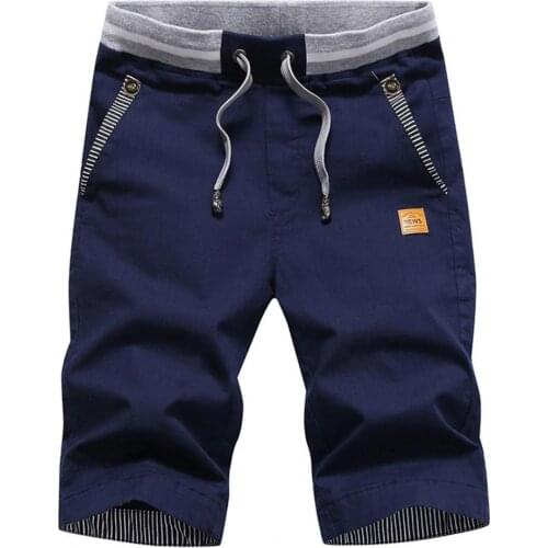 Male Sports Shorts Drawstring Elastic Waist Breeches Beach Shorts Summer SolidColor All-match Pockets Drawstring Mid Rise Shorts