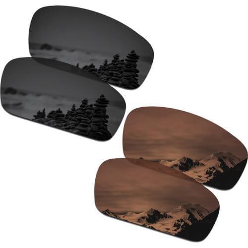 SmartVLT 2 Pairs Polarized Sunglasses Replacement Lenses for Oakley Monster Pup Stealth Black and Amber Brown