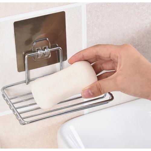Stainless Steel Soap Dish Bathroom Storage Soap Rack Plate Box Container Wall Storage Rack Holder
