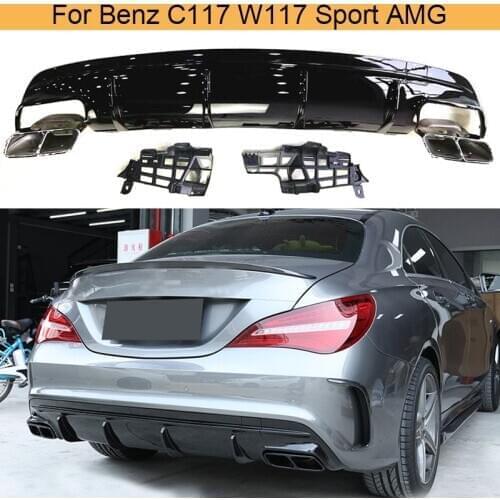 Carbon Fiber / Gloss Black Rear Bumper Diffuser Lip for Mercedes Benz C117 W117 CLA200 CLA260 CLA45 AMG 2016-2019 Rear Diffuser