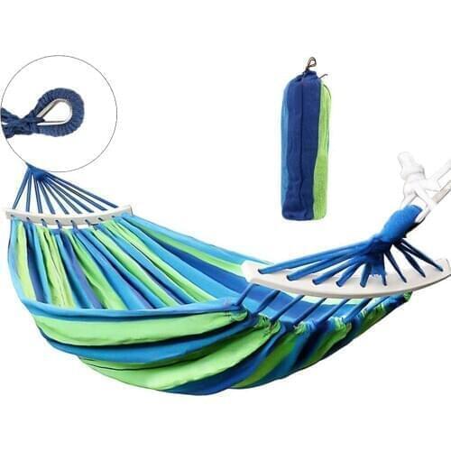 HooRu Outdoor Garden Hammocks Camping Portable Wooden Canvas hammock Swing Picnic Travelling Hanging Bed Furniture with Backpack