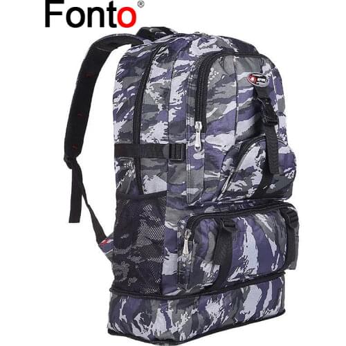 60L Outdoor Camouflage Backpack Camping Climbing Bag Waterproof Mountaineering Hiking Backpack Molle Sport Bag Climbing Rucksack