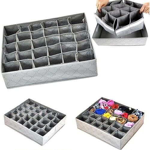 Drawer Closet Organizers Boxes Foldable Underwear Socks Bra Drawer Non-woven Scarfs Storage Box Useful 30 Cells Container