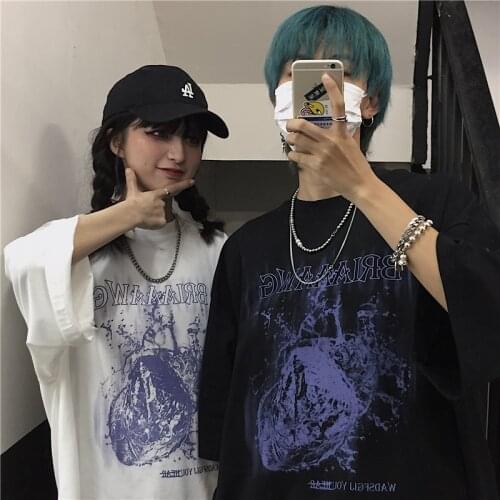 Women T Shirt Grunge Gothic Cotton Short Sleeve Summer Y2K Dark Vintage Dropshipping Punk Streetwear Hip Hop Y2K Loose Clothes