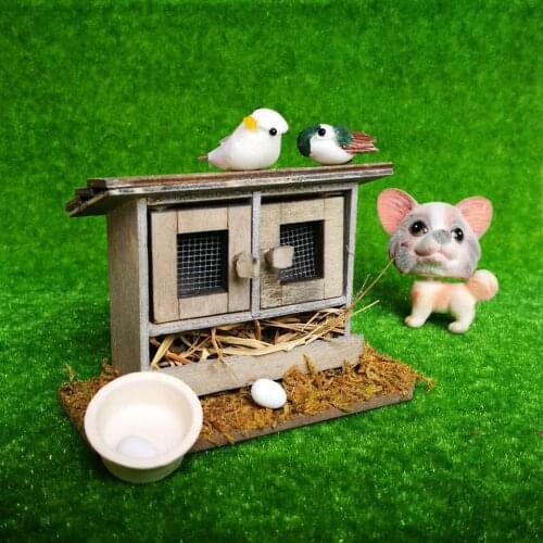 1/12 Mini Dollhouse Wooden Simulation Chicken Coop Decoration Pet Nest Garden Outdoor Miniatures For DIY Dollhouse Accessories