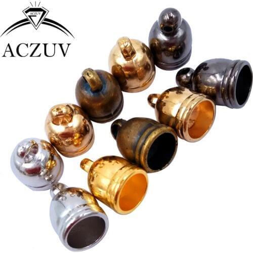 1000piece Gold/Bronze/Rhodium/Gunmetal Black 10x14mm CCB Leather Cord End Caps Tassel Crimp End Connector DIY Jewelry Findings