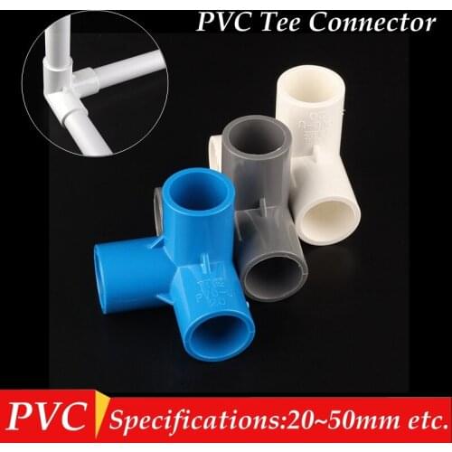 2pcs I.D 20-50mm PVC Pipe Connectors PVC 3 Way Connector Water Tube Socket Connector Irrigation Pipe Fittings DIY Tools