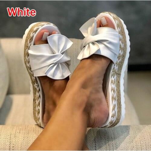 2020 Leopard Bow Sandals Summer Flat Shoes Sliippers Butterfly-knot Shoes Women Designers Wedge Heel Ladies Beach Party Sandals