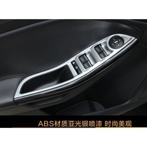 4 PCS Car styling ABS Chrome Window Lift Button Decoration Light Cover Case stickers For Ford Focus 2015 accessories