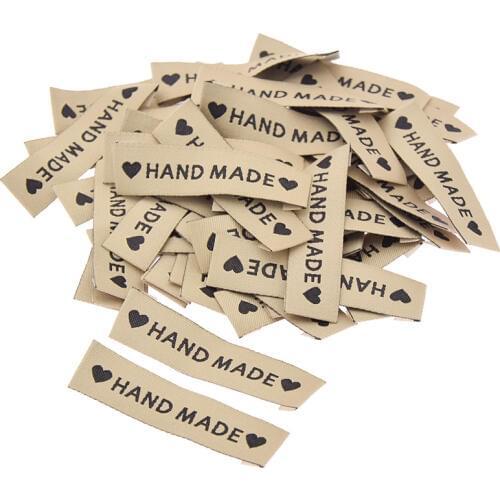 50pcs Washable Cloth Sewing Craft Labels For Garment Collection Hand Made Printed Bags Shoes Tags Decoration Accessory