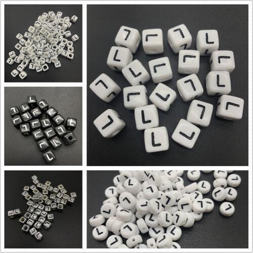 6mm 7mm 10mm Letter L Acrylic Spacer Beads Square Oval Letter Beads For Jewelry Making DIY Accessories