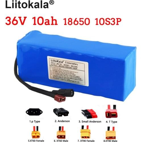 LiitoKala 36V 10AH 10S3P 18650 Electric Bike Battery Modified Bikes, Electric Vehicle Battery 36 V Rechargeable Battery Pack
