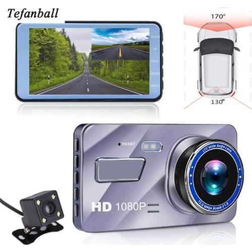 Tefanball Car recorder 4" IPS Dual Lens Car Dash Cam FHD 1080P Dashboard Camera G-Sensor Parking Monitor WDR